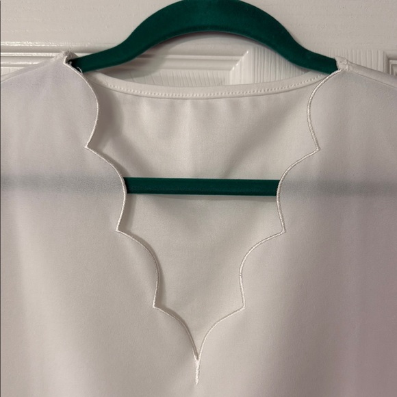 White Flutter Sleeve Ruffled Blouse - Picture 3 of 5